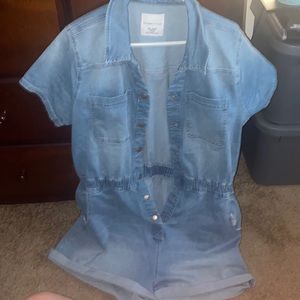 Denim romper/ jumper shorts